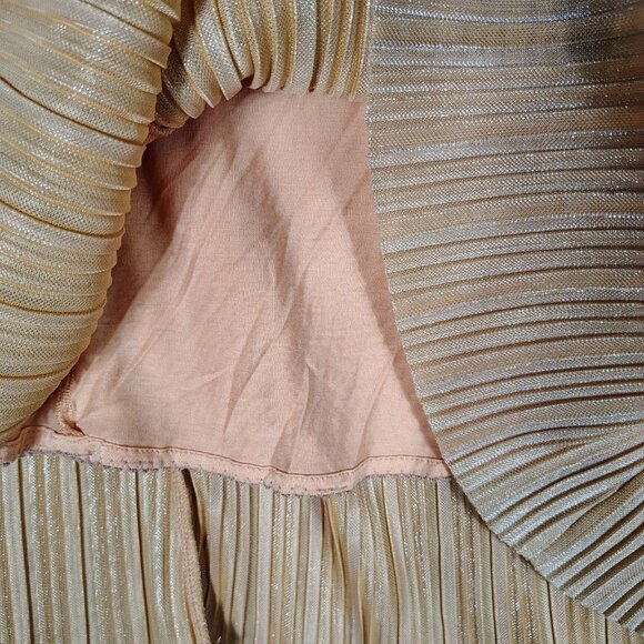 Maeve By Anthropologie Ambra Midi Skirt Women's Small Rose Gold Metallic Pleated - Picture 4 of 11